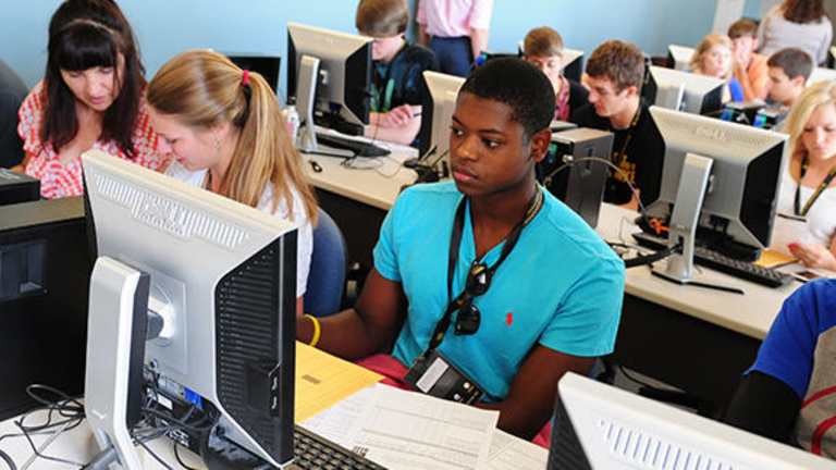 Students in a computer lab